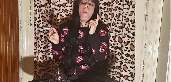  Smoking goth girl after a long day behind the scene pt2 HD